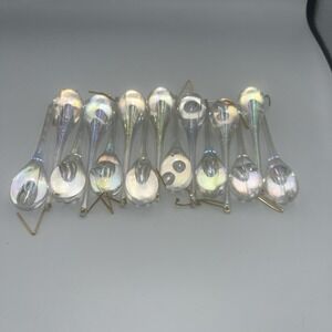 15 Vintage Clear Iridescent Christmas Plastic Teardrop Ornaments 3 1/2 inches
